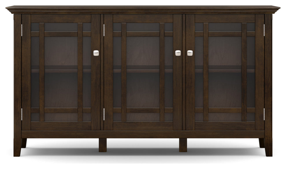 Bedford Solid Wood Wide Storage Cabinet, Dark Tobacco Brown