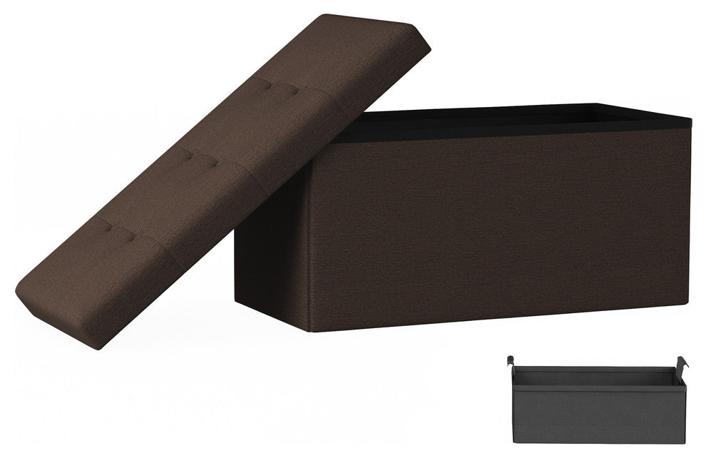 Lavish Home Large Ottoman Bench With Removable Bin, Brown