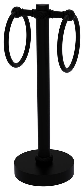 Vanity Top 2 Towel Ring with Twisted Accents, Matte Black