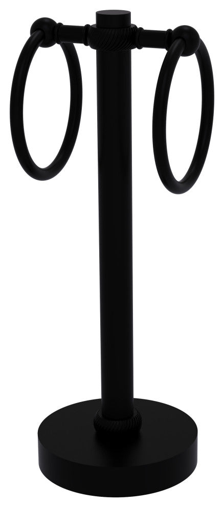 Vanity Top 2 Towel Ring with Twisted Accents, Matte Black