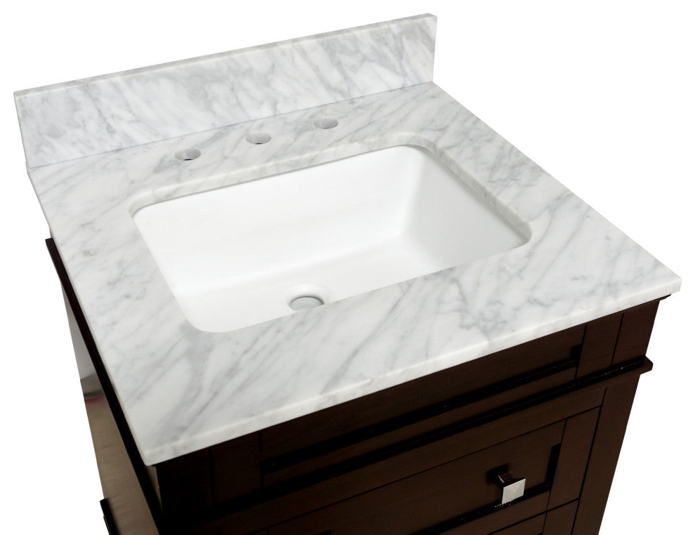 Eleanor 24" Bathroom Vanity, Chocolate, Carrara Marble