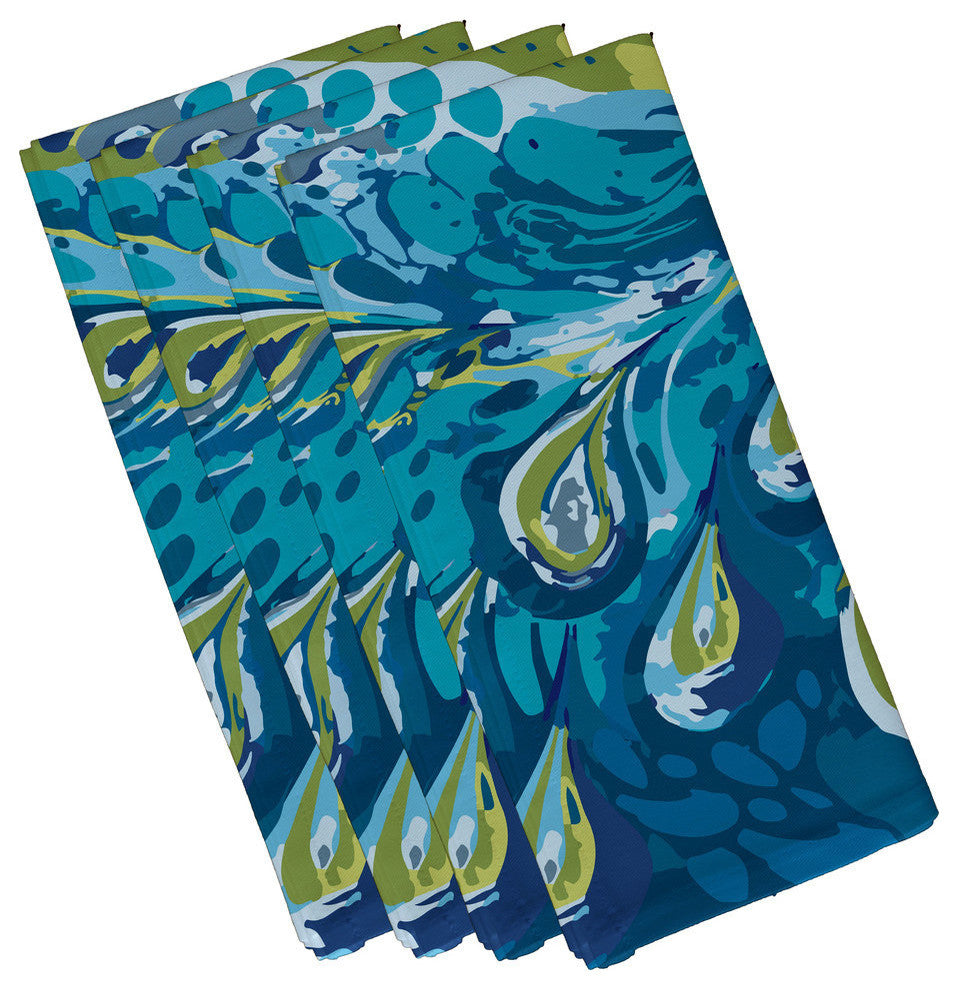 Boho Splash, Geometric Print Napkin, Turquoise, Set of 4