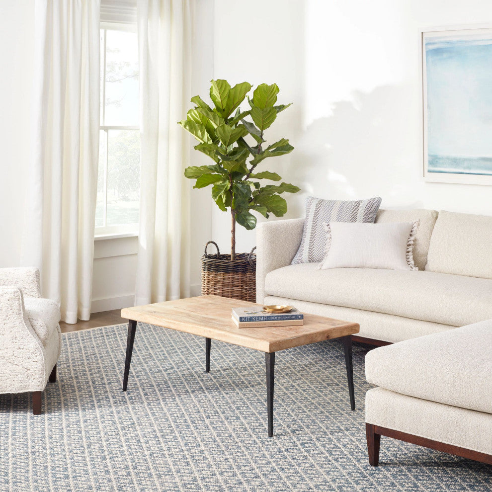 Dash & Albert Melange Diamond Blue Handwoven Cotton Rug, Blue, 2' x 3'