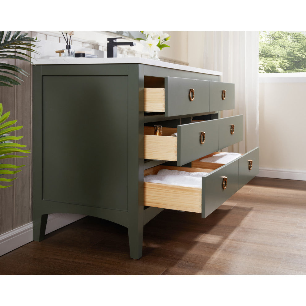 Legion Furniture WS2518 Series Bathroom Sink Vanity, Pewter Green, 48", Artificial Stone Top, Single Sink