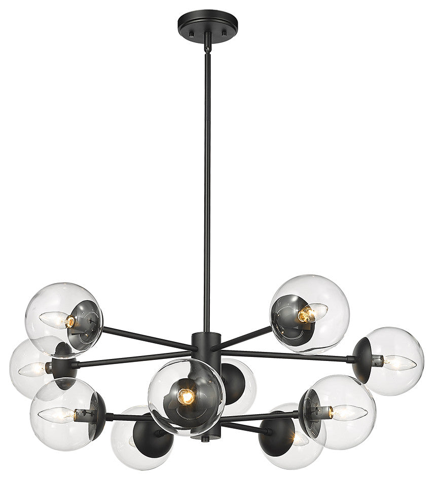 10 Light 36" Matte Black Chandelier