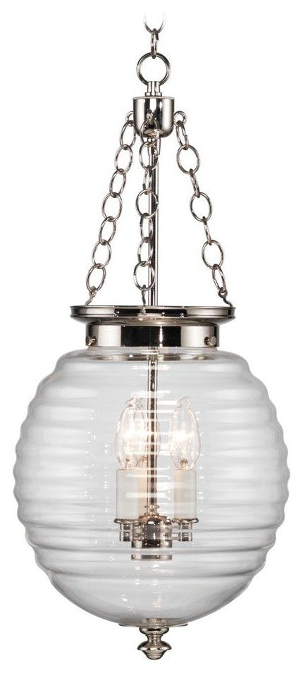 Robert Abbey N616 Three Light Pendant Beehive Pendant Polished Nickel