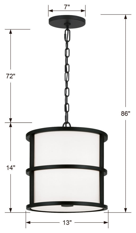 Brian Patrick Flynn for Crystorama Hulton 3 Light Matte Black Pendant