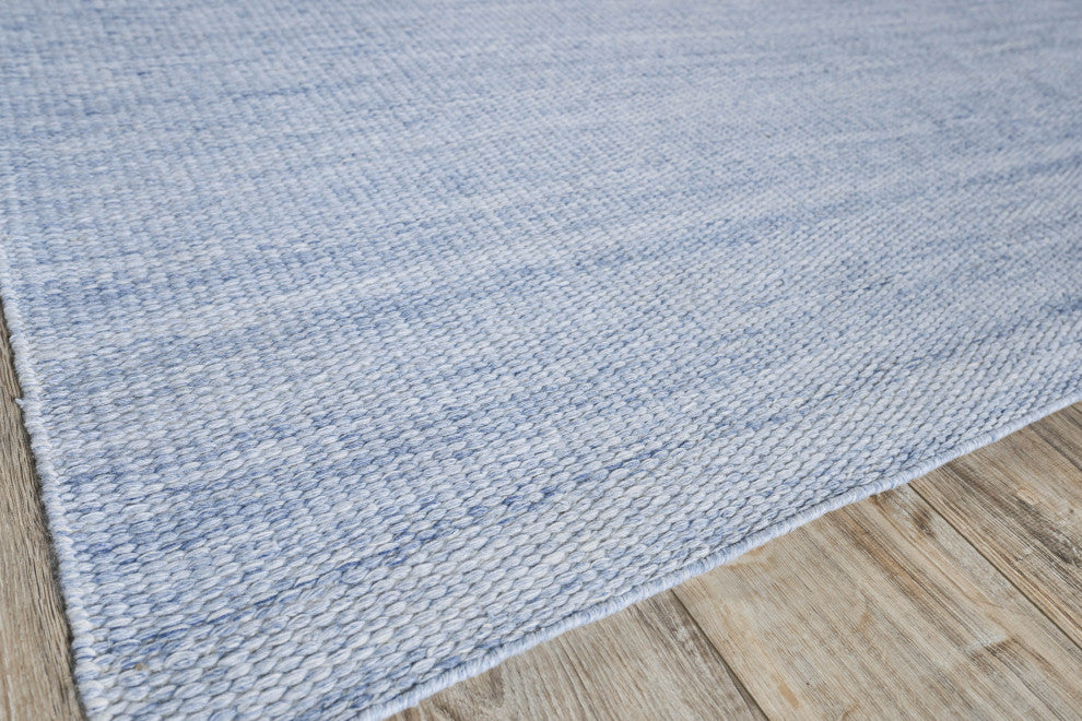 Loro Indoor/Outdoor Handmade Flatwoven PET yarn Light Blue Area Rug, 10'x14'