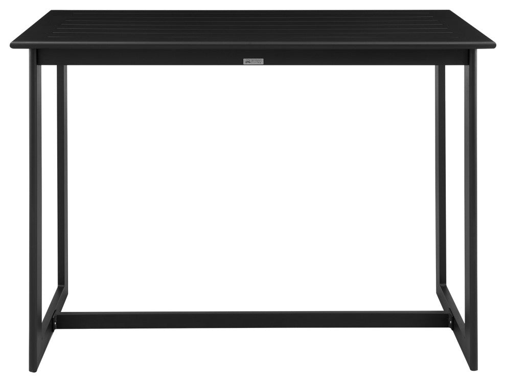 Cayman Outdoor Patio 5-Piece Bar Table Set, Aluminum With Gray Cushions