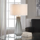 Twisted Charcoal Gray Glass Table Lamp, Rustic Silver Elegant