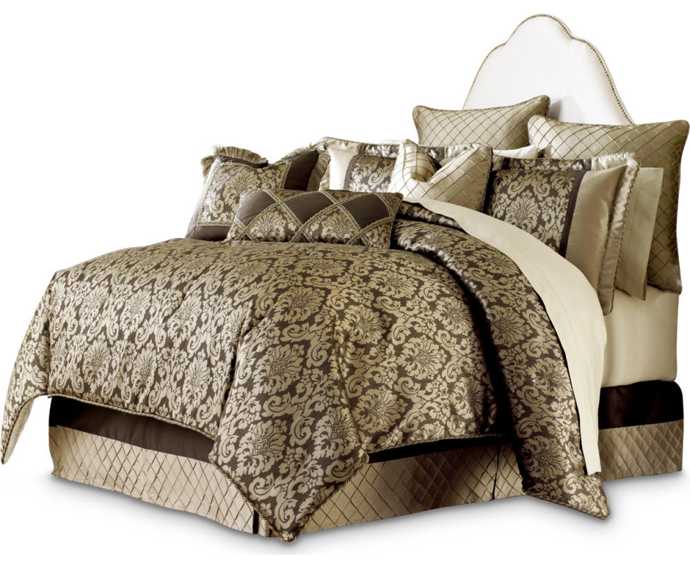 Aico Amini Imperial 9 Pc Queen Comforter Set in Bronze