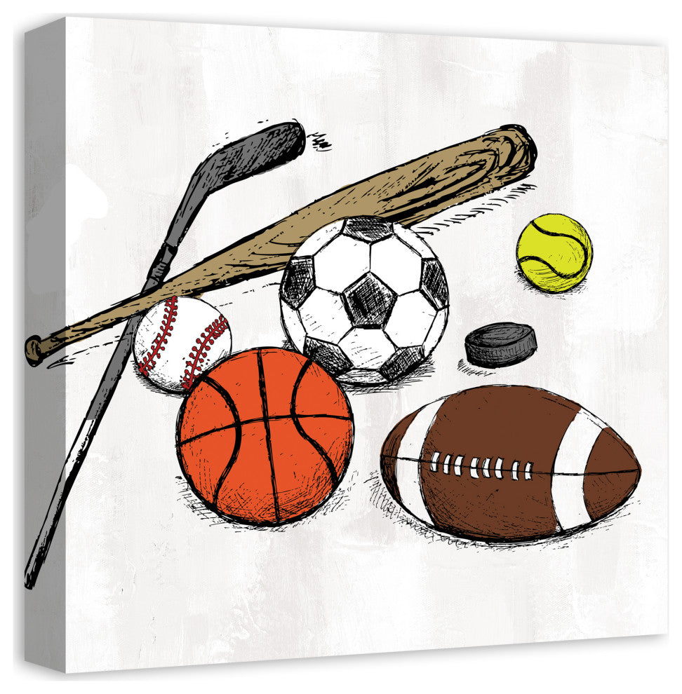 Sports Balls 16x16 Canvas Wall Art