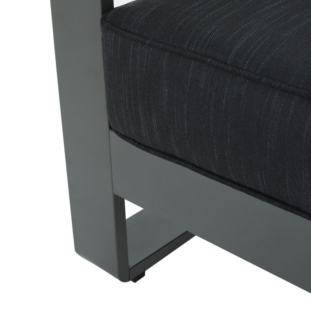GDF Studio Crested Bay Outdoor Gray Aluminum Sofa Couch With Cushions