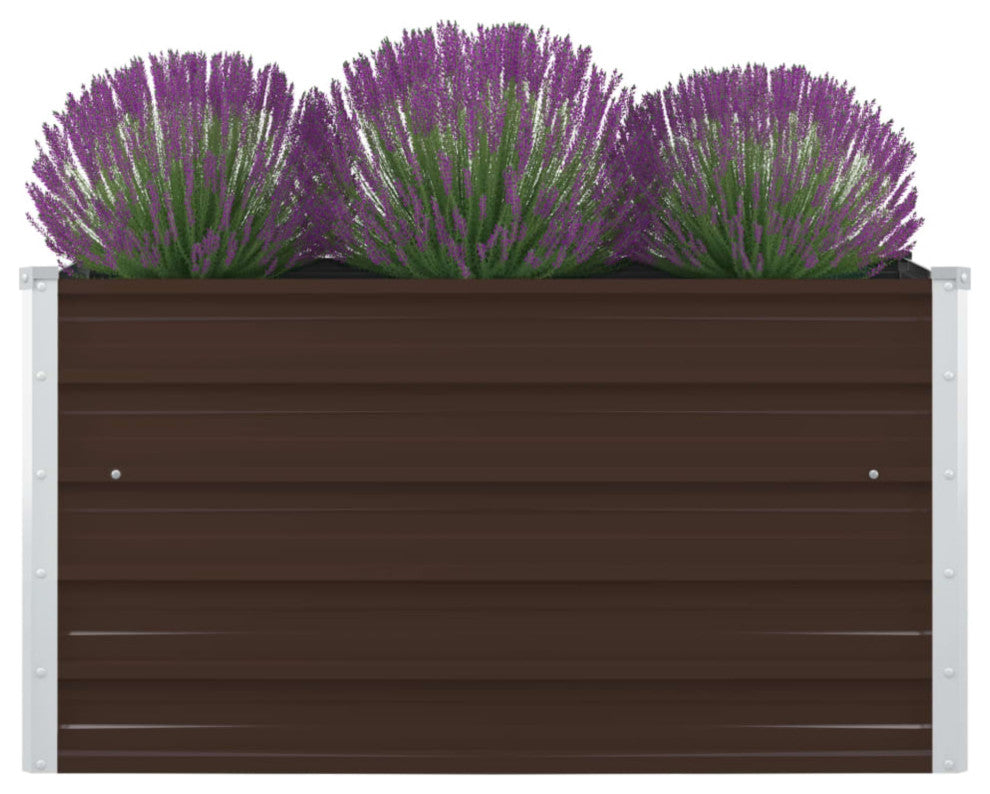 Vidaxl Raised Garden Bed 39.4"x39.4"x17.7" Galvanized Steel Brown