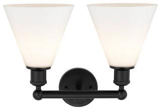 Berkshire 2-Light 17" Bath Vanity Light, Matte Black Finish, Matte White Shade