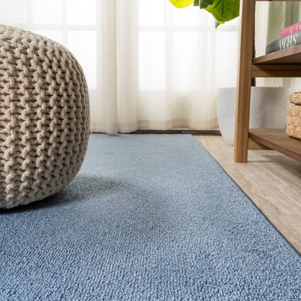 Haze Solid Low-Pile Runner Rug, Classic Blue, 3 X 5
