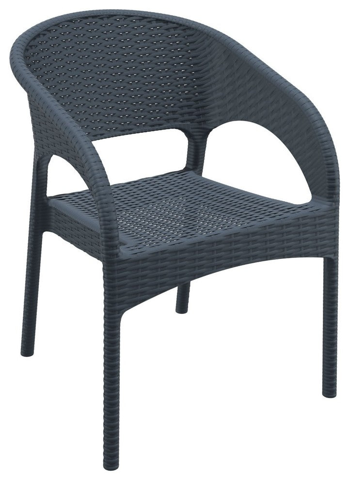 Panama Resin Wickerlook Dining Arm Chair, Dark Gray, Set of 2