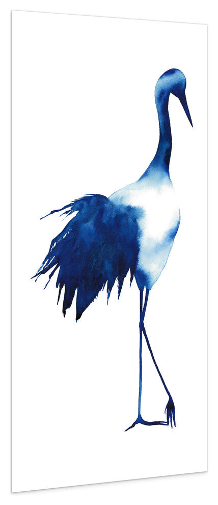 "Ink Drop Crane 1" Wall Art on Frameless Free Floating Tempered Glass Panel