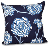 Spring Floral 2, Floral Print Pillow, Navy Blue, 20"x20"