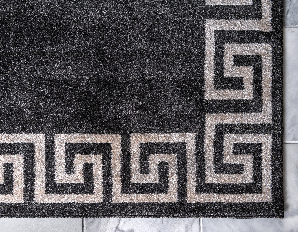 Unique Loom Charcoal Athens Modern 2' 0 x 6' 0 Runner Rug