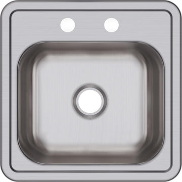 D11515 Dayton Stainless Steel 15" x 15" Drop-in Bar Sink, 2 Holes