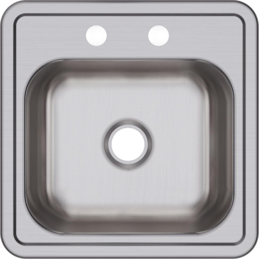 D11515 Dayton Stainless Steel 15" x 15" Drop-in Bar Sink, 2 Holes
