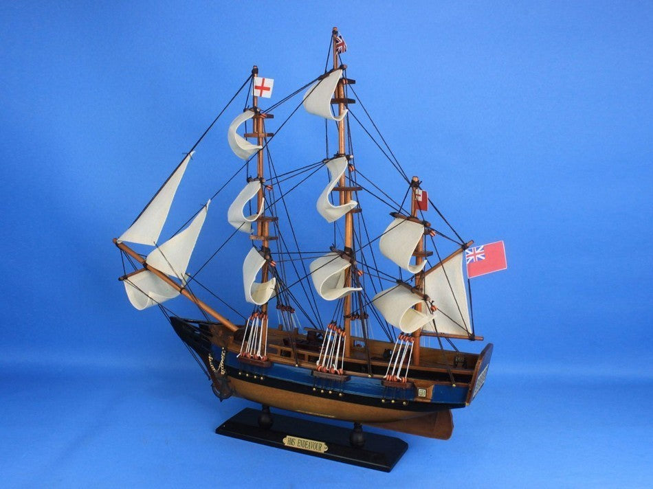 Wooden HMS Endeavour Tall Model Ship, 20"
