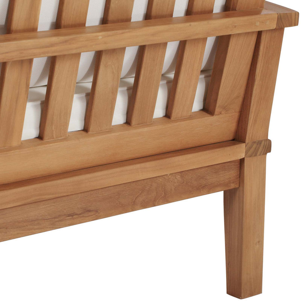 Lounge Sofa, Wood, Brown Natural White, Outdoor Patio Balcony Cafe Bistro Garden