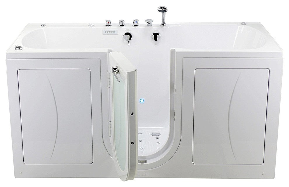 2-Seat Dual+Foot Massage Walk-In Bathtub,Outward Swing,2"Dual Drain