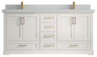 Boston 72" Double Sink Bath Vanity in Alabaster 2" Carrara Quartz