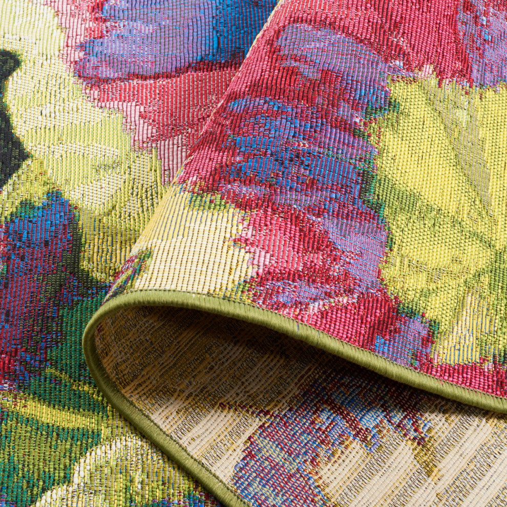 Safavieh Barbados Collection Indoor-Outdoor BAR556 Rug, Black/Green/Purple, 4'x6'