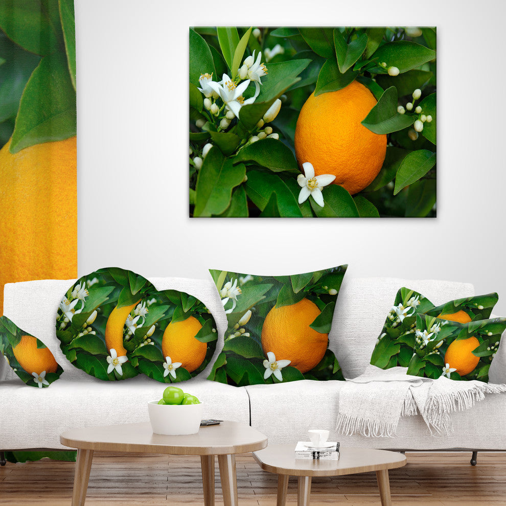 Orange Blossom Portrait Throw Pillow, 18"x18"