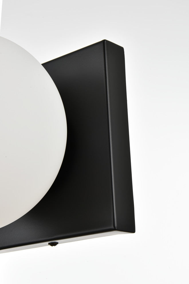 2 Light Black And Frosted White Bath Sconce