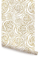 Gold Roses Peel and Stick Vinyl Wallpaper, 24"w X 60"h