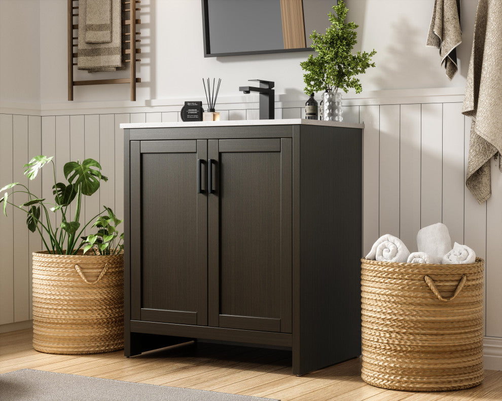 Home Living 30" Single Bathroom Vanity, Mocha Brown