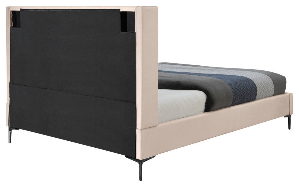 Nadia Velvet Upholstered Bed, Pink, Queen