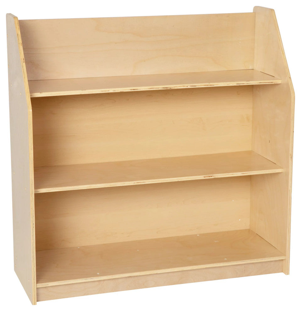 Traditional Bookcase, Hardwood Frame With Open Compartments, Natural