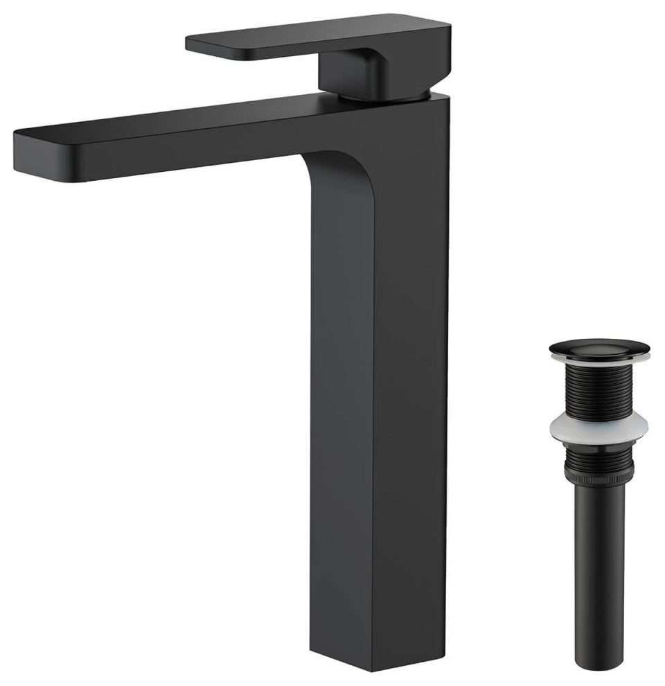 Blaze-T Single Handle Bathroom Vessel Sink Faucet, Matte Black