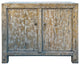 Distressed Tan White 2 Doors Credenza Sideboard Console Table Cabinet