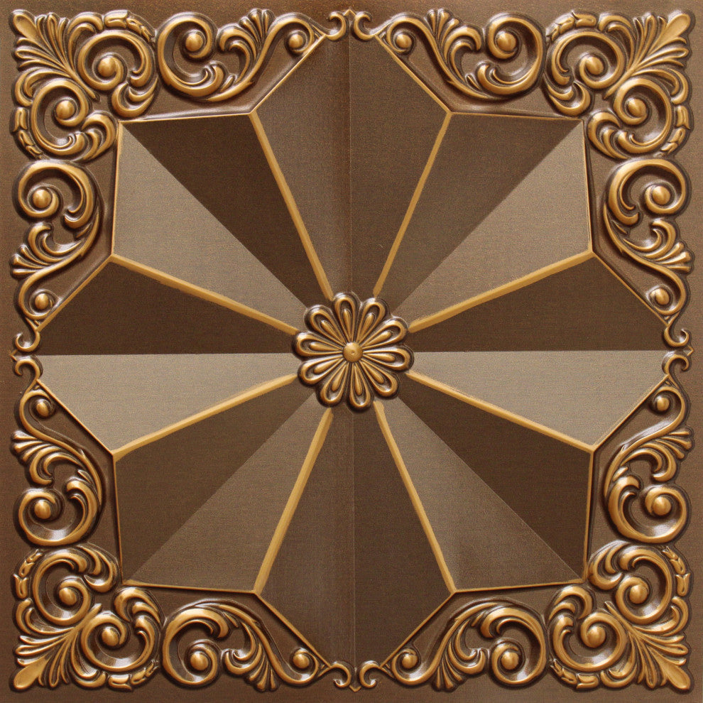 Antique Gold 3D Ceiling Panels, 2'x2', 100 Sq Ft, Pack of 25