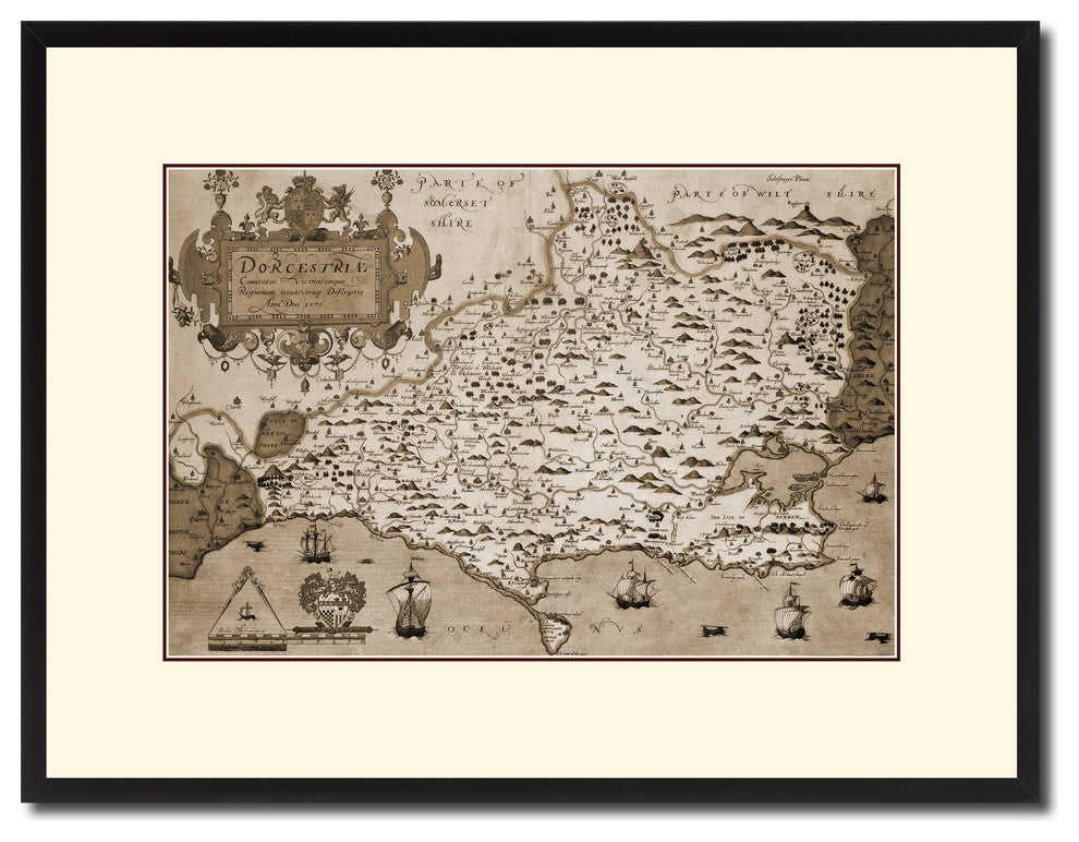 Atlas Of England & Wales Vintage Sepia Map Canvas Print, 16"x21"