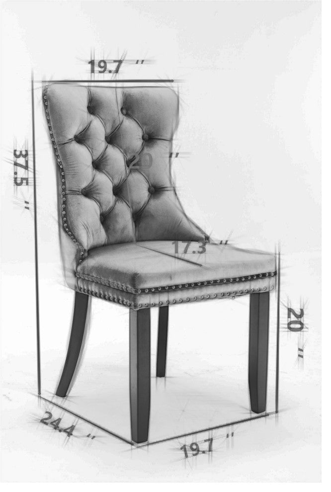 Gewnee Chair with Wood Legs Nailhead Trim 2-Pcs Set