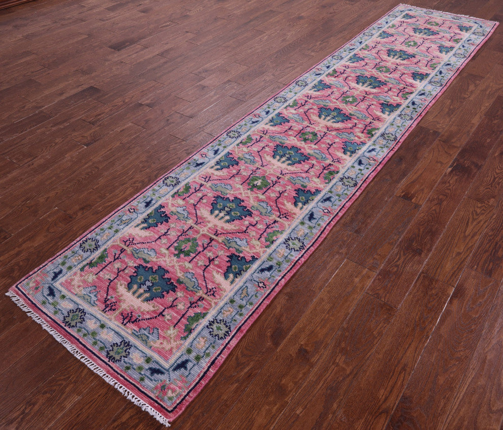 Handmade Turkish Oushak Wool Runner Rug 2' 7" X 12' 0" - Q15501