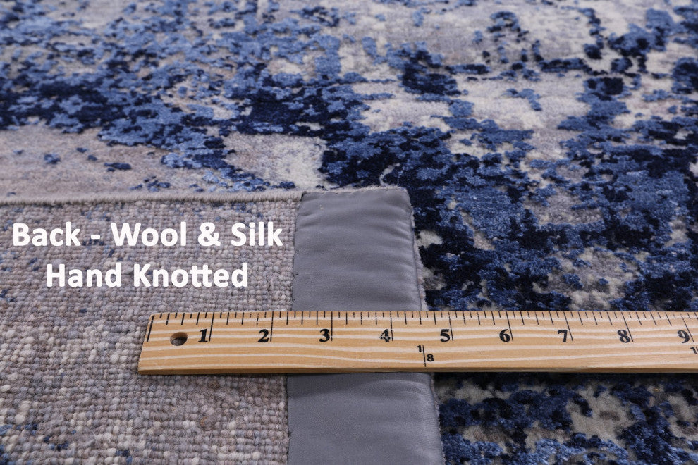 Modern Handmade Wool and Silk Runner Rug 3' 0" X 12' 4" Q9068