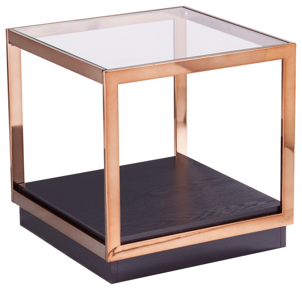 Lexington Glass-Top End Table, Champagne and Black