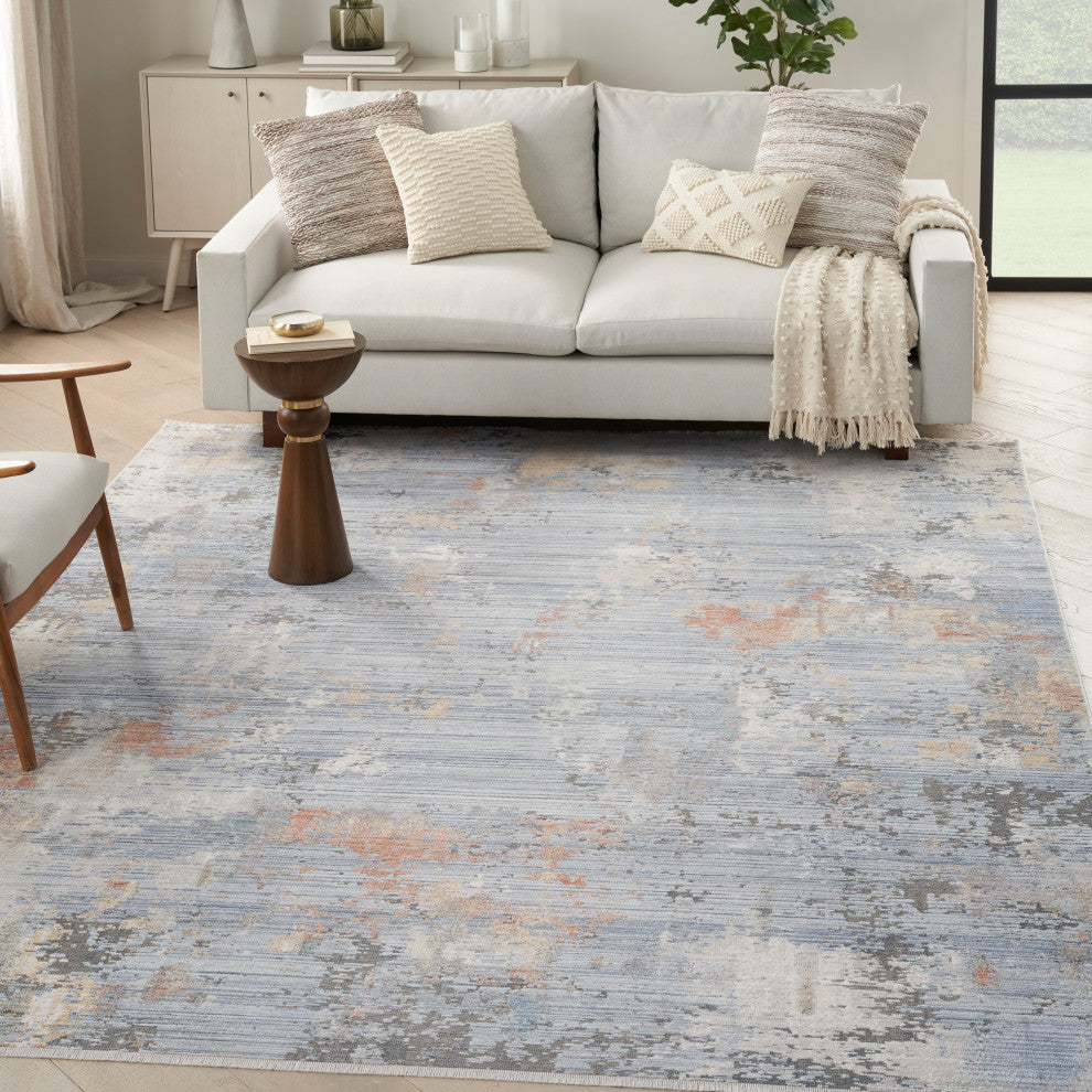 Nourison Abstract Hues 9'10" x 13' Grey Blue Modern Indoor Area Rug