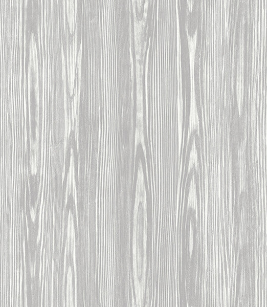 Modern Monochromatic Wood Pattern Wallpaper, Dove Gray, Sample