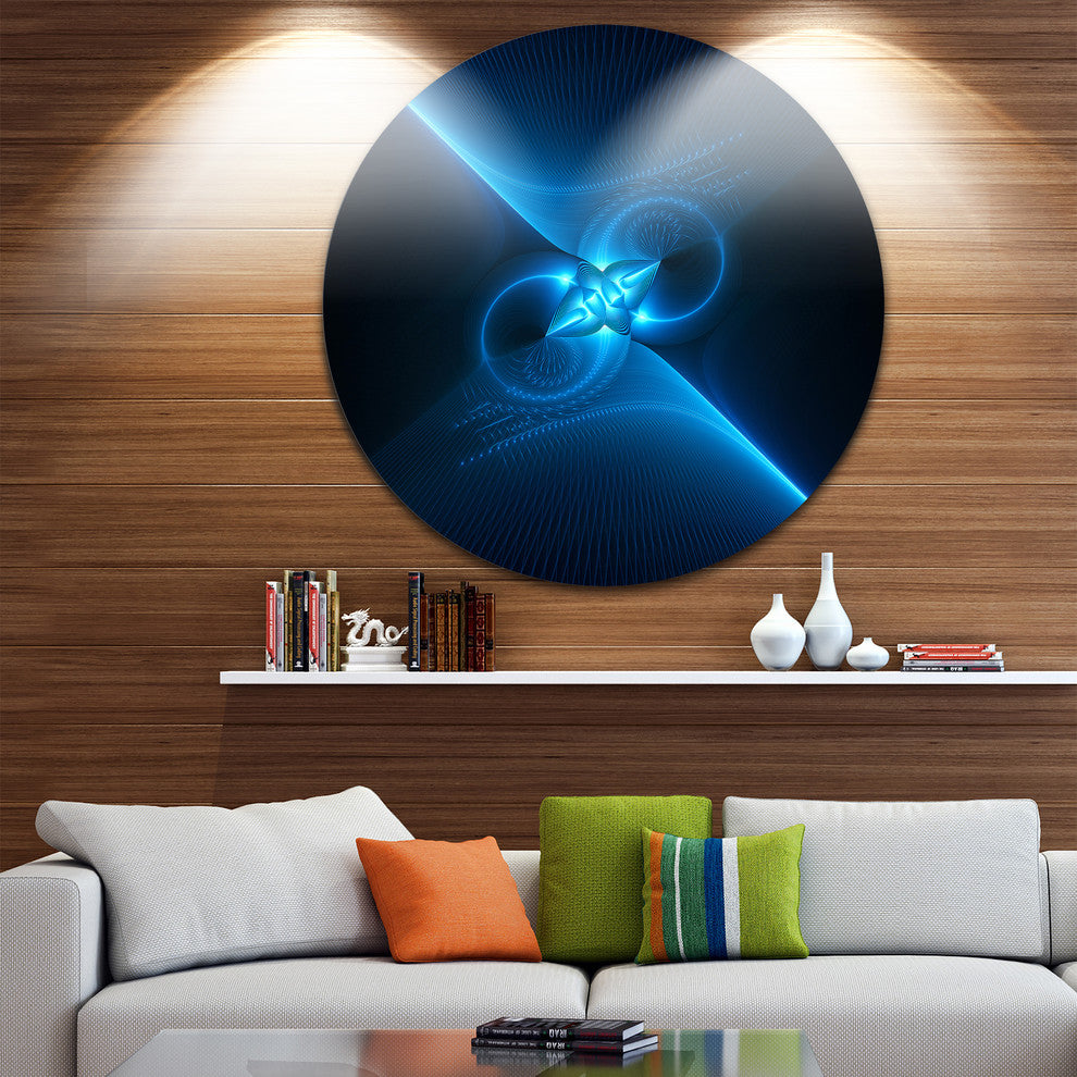Collision Of Two Suns In Blue, Floral Round Wall Art, 36"