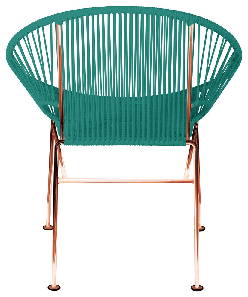 Concha Indoor/Outdoor Handmade Dining Chair, Turquoise Weave, Copper Frame