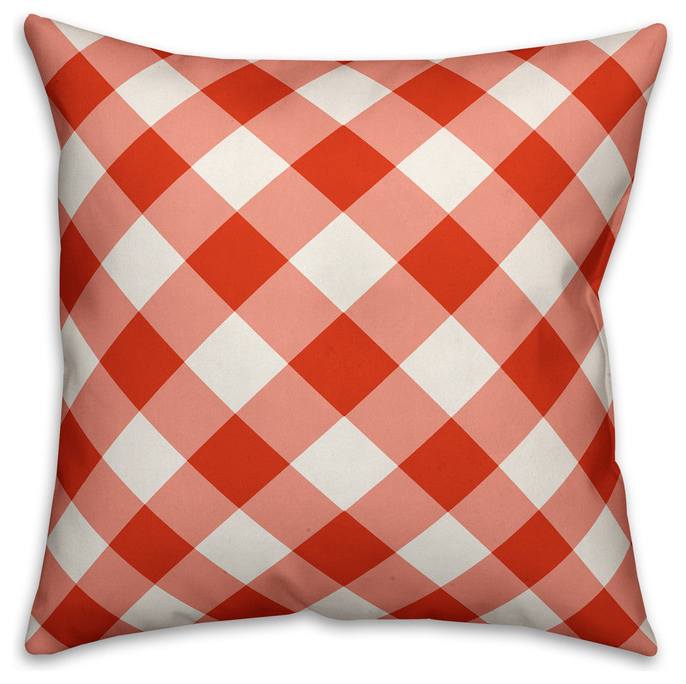Red Plaid Throw Pillow, 16"x16"